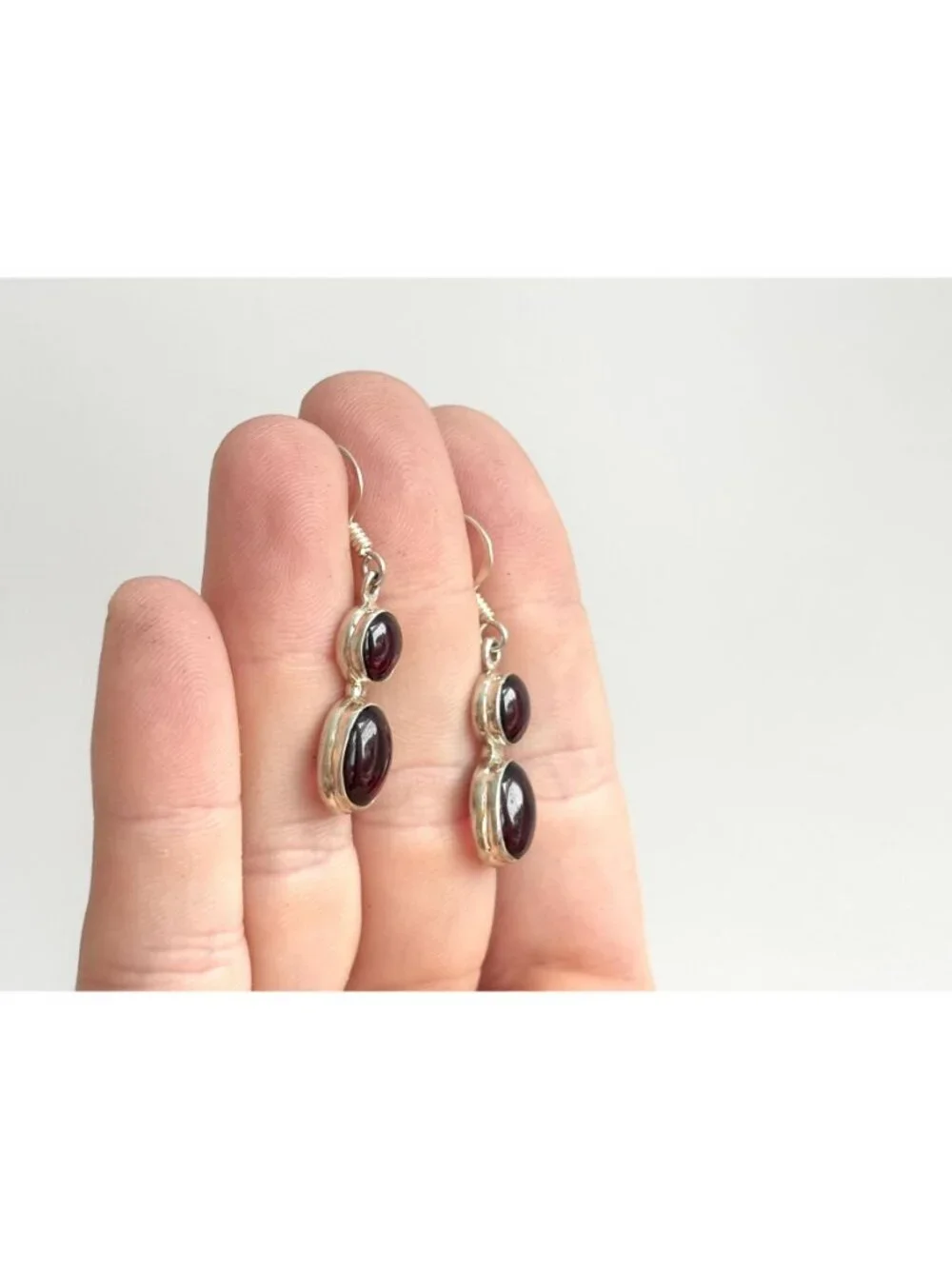 Natural Amethyst Cabochon Gemstone Vintage Sterling Silver 925 Earrings